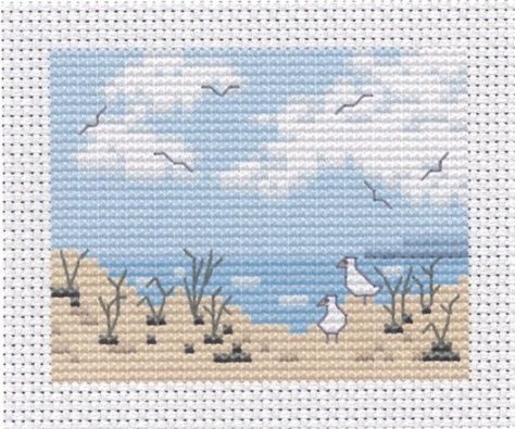 beach cross stitch scene - pretty free pattern by www.wishfulthinkinguk.com Beach Cross Stitch, Cross Stitch Sea, Cross Stitch Freebies, Cross Stitch Landscape, Cross Stitch Love, Mini Cross Stitch, Cross Stitch Cards, Cross Stitch Patterns Free, Counted Cross Stitch Kits