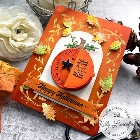 {Flutter} by Atomicbutterfly: The Greetery {Autumn Air Collection} Day 2 Spider Card, Pinwheels Party, The Greetery, Harvest Fest, Verve Stamps, Thanksgiving Inspiration, Pumpkin Cards, Diary Decoration, Christmas Challenge