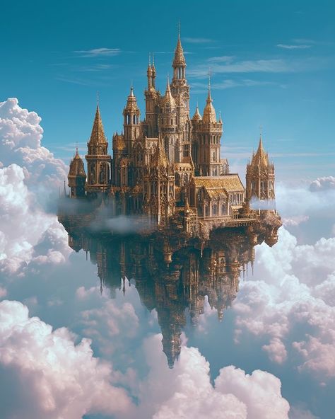 Fantasy Flying City, Flying City Fantasy Concept Art, Sky City Fantasy Art, Fantasy Transport, Flying Castle, Castle Concept, Flying City, Sky Kingdom, Floating Castle