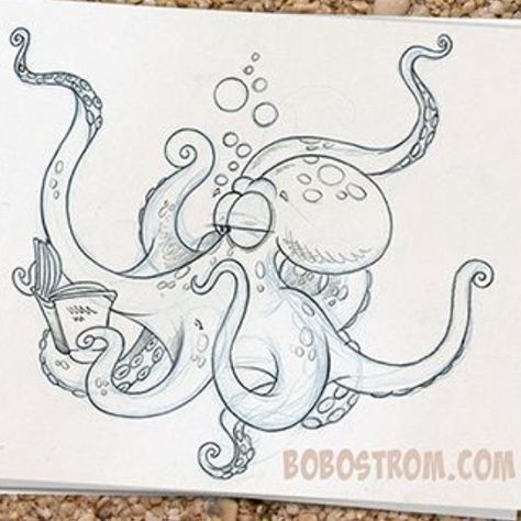 Cartoon Sea Animals Drawing, Octopus Cartoon Drawing, Cartoon Octopus Drawing, Drawings Of Octopus, Octopus Drawing Sketches, Cute Octopus Drawing, Cartoon Octopus, Octopus Drawing, Octopus Art