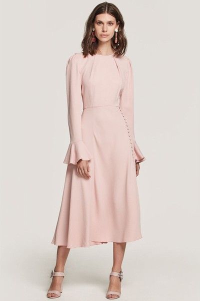 Beulah London, Pink Dress Women, Pink Party Dresses, Pink Midi Dress, Midi Dress With Sleeves, Elegant Wedding Dress, Dresses Uk, Long Sleeve Midi Dress, Modest Dresses