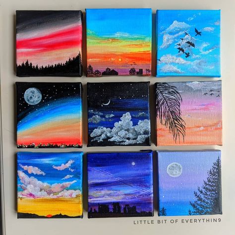 Mini canvas nature scenery painting Small Canvas Scenery Painting, Mini Scenery Painting, Canvas Scenery Painting Easy, Small Scenery Painting, Natural Scenery Painting Easy, Paint Mini Canvas, Scenery Painting Canvas, Sunrise Canvas Painting, Simple Scenery Painting