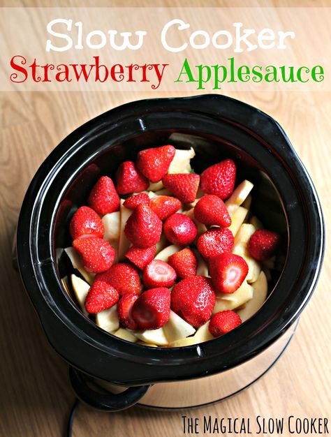 Slow Cooker Strawberry Applesauce Strawberry Applesauce, Magical Slow Cooker, Crock Pot Food, The Magical Slow Cooker, Crock Pot Desserts, Crock Pot Slow Cooker, Crock Pot Cooking, Strawberry Recipes, Fruit Recipes