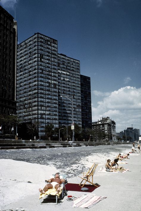 Then And Now: Sunbathing Along Lake Shore Drive Apartments Chicago, University Of Illinois At Chicago, Lake Shore Drive, Ludwig Mies Van Der Rohe, Lake Shore, Chicago Travel, Architecture Magazines, Chicago Architecture, Chicago City