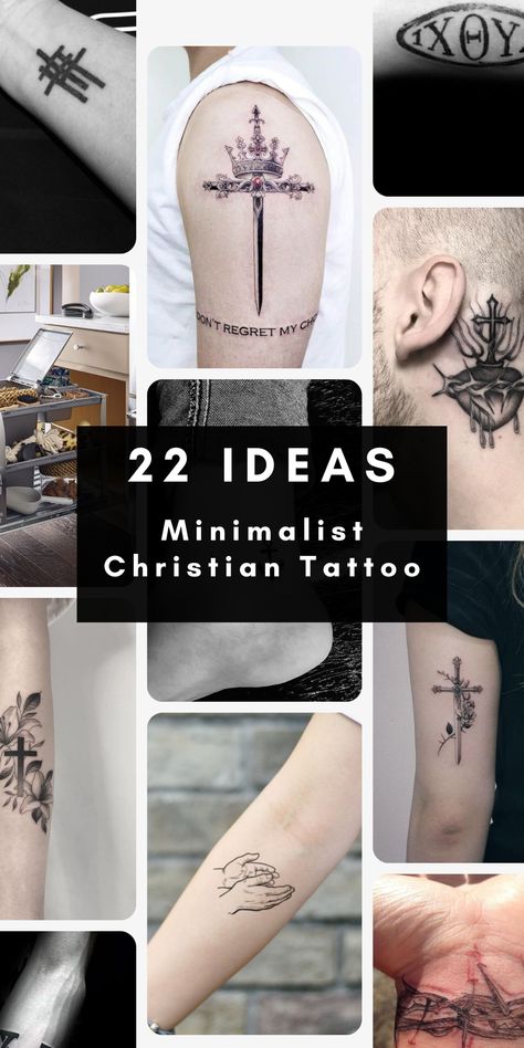 Small Christian Tattoo Ideas: Meaningful Symbols for Subtle and Elegant Ink #tattooideas #tattoodesign #tattooart #tattoosforwomen #tattoomodel. Find out more here 👉https://www.theworldaccordingtome.org/body-art/?art504 Mens Faith Tattoos, Men’s Christian Tattoo Ideas, Bible Words Tattoo, Christian Mens Tattoo, Biblical Couple Tattoos, Small Biblical Tattoos For Men, Bible Verse Tattoo Men, Symbolic Christian Tattoos, Religious Tattoos Men