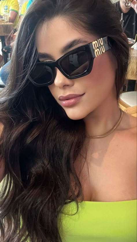 Stylish Sunglasses Women, Miu Miu Glasses, Woman Sunglasses, Luxury Glasses, Be Classy, Miu Miu Sunglasses, Sunglasses Outfit, Outfit Styling, Saint Laurent Sunglasses