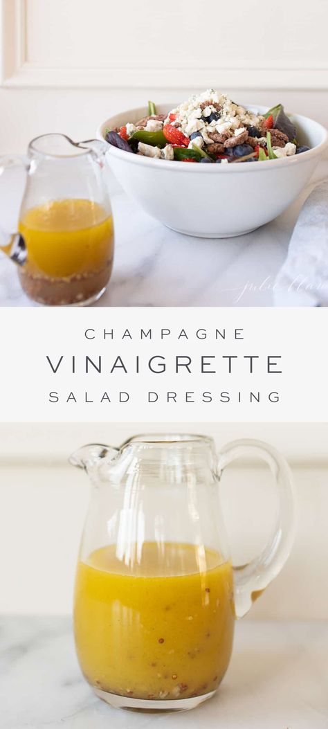 Champagne Vinaigrette Dressing, Vinegar Salad Dressing, Spring Mix Salad, Champagne Vinaigrette, Tasty Salads, Homemade Dressings, Dressing Salad, Julie Blanner, Vinaigrette Salad