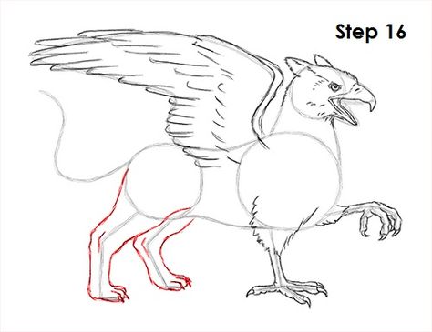 Griffin Drawing, Griffin Mythical, Harry Potter Creatures, Mythical Creatures Drawings, Animal Tutorial, Graphic Novel Illustration, Mythological Animals, Drawing Instructions, Middle School Art Projects