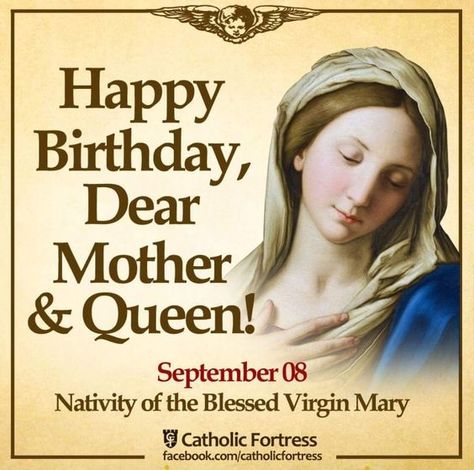 Mama Mary Birthday Prayer, Virgin Mary Birthday, Happy Birthday Mother Mary, Happy Birthday Mama Mary, Filipina Aesthetic, Mother Mary Quotes, Nativity Of Mary, Mary Birthday, Happy Birthday Mama