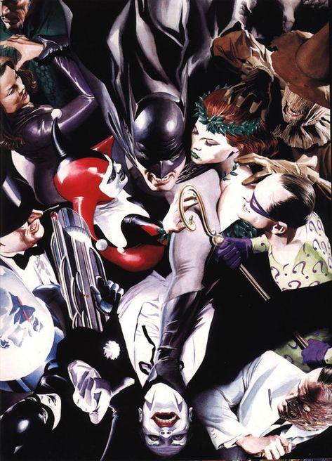 Batman and his Villains by Alex Ross Robert Sammelin, Batman Villians, Art Dc Comics, Batman Characters, Comic Illustrations, Batman Villains, Univers Dc, Alex Ross, Arte Dc Comics