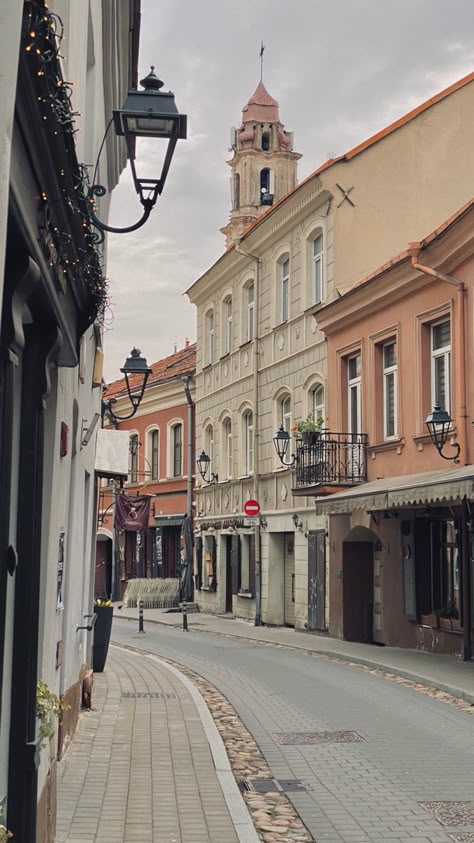 Old European Town Aesthetic, Vilnius Old Town Drawing, Old Town Buildings, Victorian Town Square, Towns Aesthetic, Town Scape, Old Town Aesthetic, Vilnius Old Town, Town Pictures