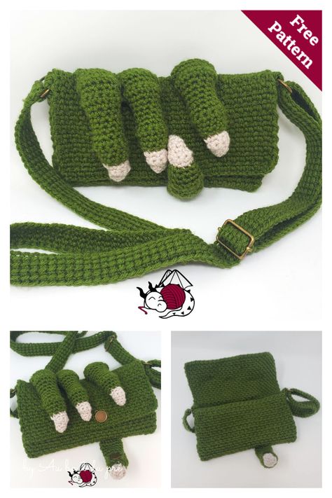 Dragon Claw Clutch Purse Free Crochet Pattern Purse Design Ideas, Crochet Case Pattern, Minecraft Crochet Patterns, Crochet Creepy, Minecraft Crochet, Crochet Patterns Ideas, Pouch Crochet, Mochila Crochet, Crochet Clutch Bags