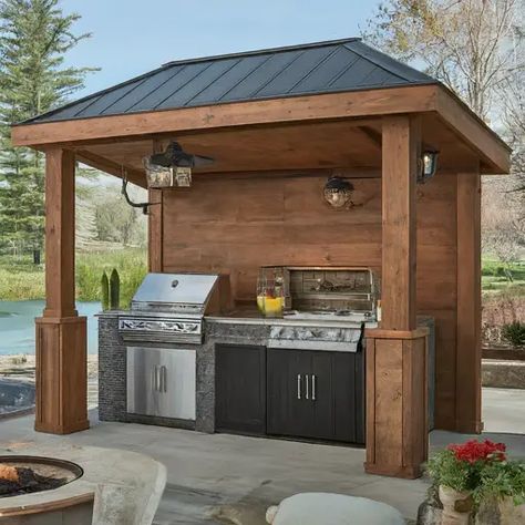 10 Best Outdoor Grill Station Ideas - DIYCozy: Nails, Decor, DIY, Gardening, Holidays Grilling Areas On Patio, Diy Outdoor Grill Station, Covered Grill Area, Modern Outdoor Grills, Grill Station Ideas, Backyard Bars, Best Outdoor Grills, Patio Redo, Diy Grill Station