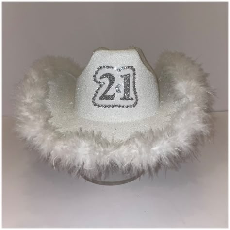 Custom Cowboy Hats Party, 21 Cowgirl Hat, 21stbirthday Ideas, 21 Cowboy Hat, Cowboy Party Hat, 21st Bday Cowgirl Theme, Cowboy Hat Birthday, Birthday Hats For Adults, 21 Birthday Cowgirl Theme