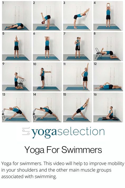 This video features yoga poses that will be beneficial for swimmers. In addition to a comprehensive selection of shoulder opening poses the class also focuses on the other main muscle groups associated with swimming. The latissimus dorsi, triceps, deltoids and trapezius are all targeted. This yoga sequence will also be of great benefit to non-swimmers. Stretches For Swimmers, Shoulder Bursitis, Yoga For Sciatica, Yoga Backbend, Therapeutic Yoga, Yoga For Runners, Yoga For Back Pain, Rotator Cuff, Iyengar Yoga