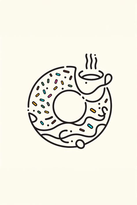 Minimalistic design for a donut logo 🍩  #logo #logoline #logominimalistic #logodonut #wprime #wprimewebagency Donut Logo Design Ideas, Logo Donat, Donuts Logo, Donuts Design, Donut Tattoo, Donut Logo, Single Line Drawing, Donut Shop, Minimalistic Design