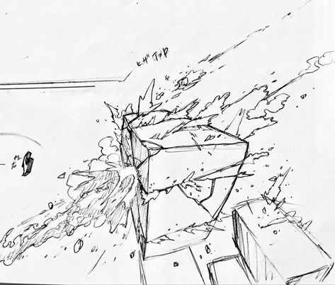 Punch Impact Drawing, Action Effect Drawing, Drawing Impact Effect, Anime Explosion Drawing, Explosion Animation Frames, Action Scene Drawing, Manga Impact Frames, Destruction Concept Art, Wall Reference Drawing