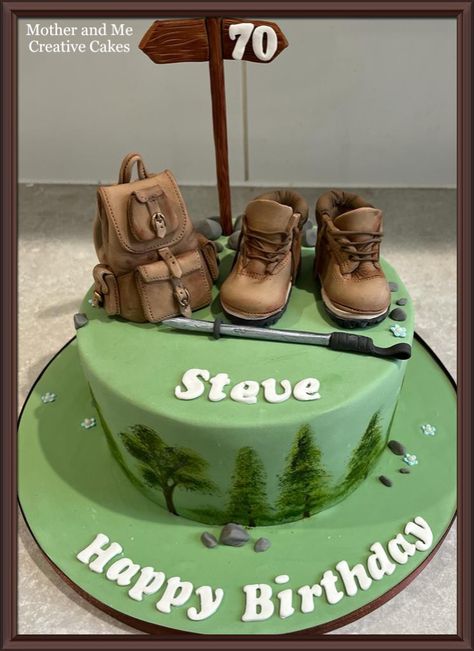 Hiking Themed Cake, Hiking Cake Ideas For Men, Mountain Cake Birthday, Hiking Cake Ideas, Hiking Cake, Running Cake, Rock Climbing Cake, Latest Birthday Cake, Usa Cake