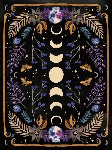 size: 12x9in Art Print: Mystical Times V by Dina June : June Art, Witch Wallpaper, V Art, Procreate Ipad Art, Witchy Wallpaper, Nature Posters, Celestial Art, Witchy Things, Tarot Art