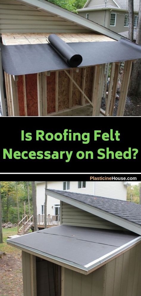 Learn if you need roofing felt on your shed Shed Ceiling Ideas, Flat Metal Roof, Roof Repair Diy, Roof Soffits, Flat Roof Shed, Building A Shed Roof, Diy Sheds, Wood Sheds, Roof Sheathing