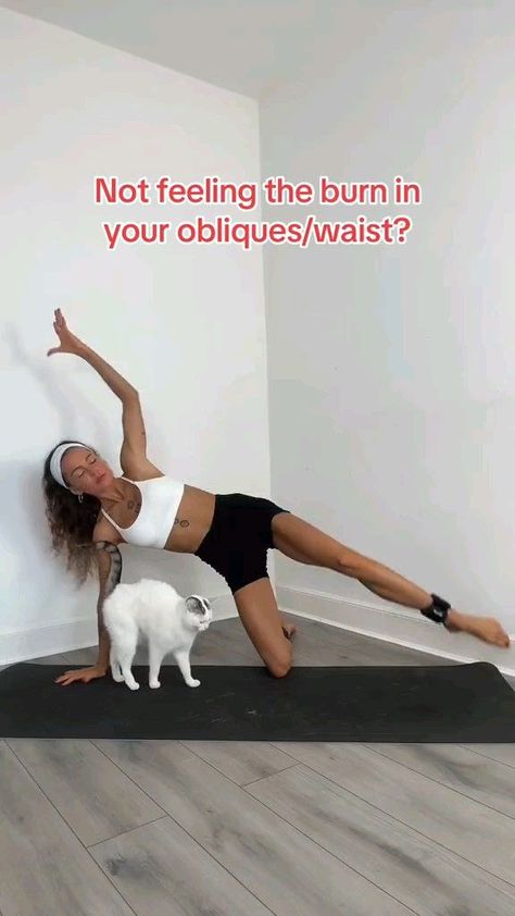 TRY THIS! cause remember! it's not doing anything if you don't feel the burn in your oblique/waist. Form Workout, Pilates Barre Workout, Pilates Teacher Training, Pilates Workout Plan, Workout With Me, Post Pregnancy Workout, Pilates Routine, Pilates Training, Ab Workout At Home