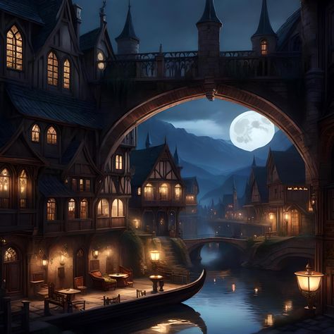 Lake City Fantasy Art, City Fantasy Art, Lake Town, River Town, Fantasy Town, Fantasy Theme, Fantasy City, Fantasy Castle, City Aesthetic