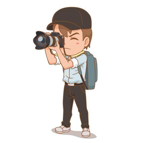 Cartoon character of photographer. | Free Vector #Freepik #freevector #technology #man #character #cartoon College Poster, Camera Cartoon, Urban Logo, Camera Drawing, Man Vector, Camera Logo, Pop Art Girl, 10% Happier, Photography Logos