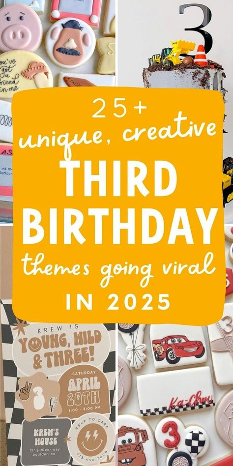 On the hunt for cute toddler party ideas and planning a 3rd birthday party for boy? 🚧 I've hand-picked these cute, modern & unique birthday themes for boys - such cool ideas for little boy birthday parties that I'm totally considering using for my own 3 year old boy! 🦖 (aka list of my fav 3 year birthday theme boy edition ideas)