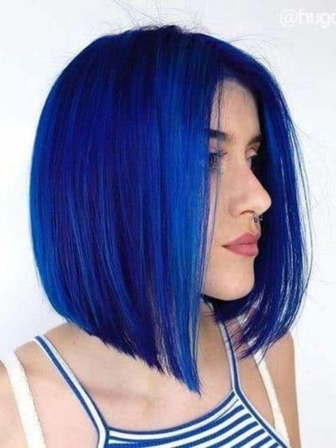 Blue Black Wig, Black Wig Short, Blue Bob, Hair Styels, Air Bangs, Dark Blue Hair, Dip Dye Hair, Classic Haircut, Bangs Bob