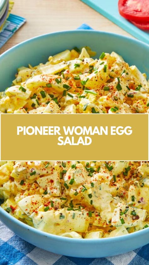 This easy and creamy Pioneer Woman Egg Salad is a quick, delicious meal perfect for any time of day. Made with simple ingredients like mayo, mustard, and pickles, it’s versatile enough for sandwiches, crackers, or just a bowl. The fresh chives and dill add a burst of flavor in every bite! Egg Salad With Crackers, Pioneer Woman Egg Salad, Egg Salad Pickles, Small Batch Egg Salad, Egg Salad With Pickles, Deviled Egg Salad Sandwich, Easy Egg Salad Recipe, Quick And Easy Salad Ideas, Egg Salad Recipe Sandwich