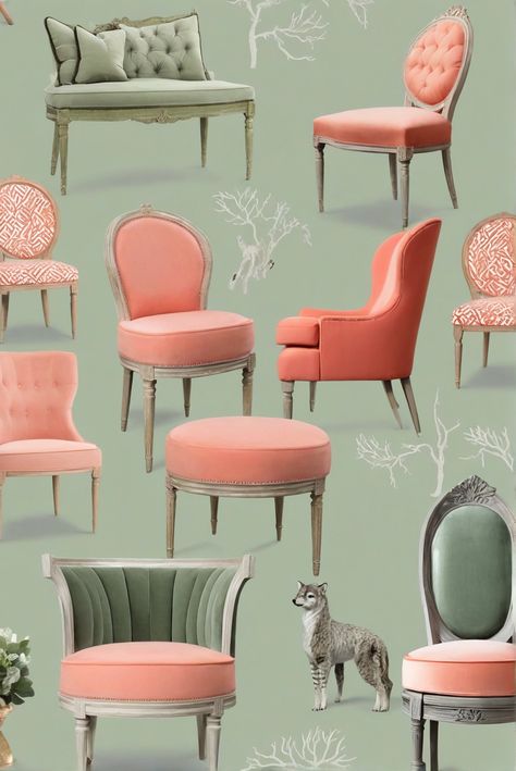 How To Unleash Unexpected Romance: Sage Green and Coral Chairs Revealed [2024] #Ad #homedecor #homedesign #fixhome #Painthome #intreior Coral And Green Kitchen, Sage Green Dining Chairs, Coral Chair, Green Dining Chairs, Pink Chair, Kitchen Farmhouse, Green Home Decor, Cozy Reading Nook, Cozy Reading