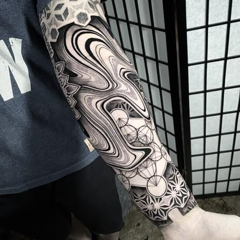 260+ Psychedelic Tattoo Designs and Ideas (2022) - TattoosBoyGirl Background Design Tattoo, Geometric Tattoo Filler, Geometric Tattoo Sleeve, Sacred Geometry Tattoos, Geometric Tattoo Sleeve Designs, Black Work Tattoos, Geometric Tattoo Pattern, Secret Tattoos, Mandala Tattoo Sleeve