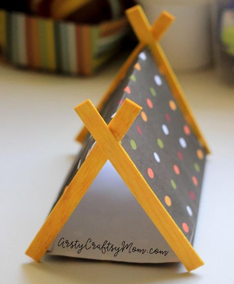 DIY Mini Campsite Craft with Sticks & Paper-7 Craft With Sticks, Tent Craft, Camping Theme Preschool, Summer Programs, Diy Tent, Family Tent Camping, Camping Set, Camping Birthday, Outdoor Classroom