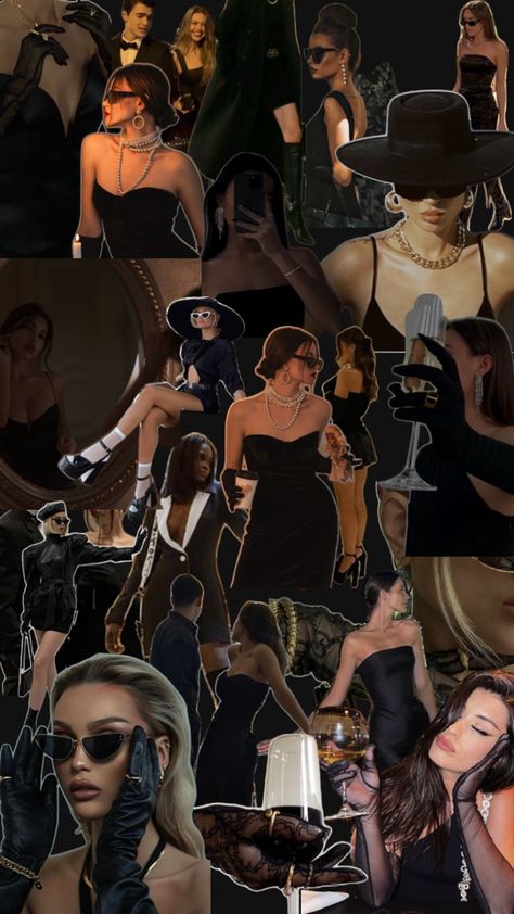 Femme Fatal, Noir, Classy, Evening, Boujee, Black, Gorgeous Looks and sleek hair//Inspo//Collage Inspo Collage, Sleek Hair, 30th Party, Jazz Bar, Peter Lindbergh, Mob Wives, Next Top Model, Classy Aesthetic, Fun Dinners