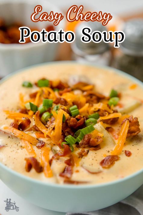 Warm up your evenings with this comforting homemade potato soup, inspired by the rich flavors of Outback Steakhouse. This creamy delight is packed with hearty potatoes and a blend of savory spices that will make your taste buds dance. Perfect for a cozy night in or impressing guests with a dish that tastes like it came straight from a restaurant kitchen. Simple to make and utterly delicious, this soup is sure to become a family favorite. Bread For Potato Soup, Potato Soup Simple Quick And Easy, Simple Cheesy Potato Soup, Homemade Cheesy Potato Soup, Cheesy Loaded Potato Soup, Loaded Cheesy Potato Soup, Potato Soup With Cheese, Cheesy Potato Bacon Soup, Potato Soup Chunky