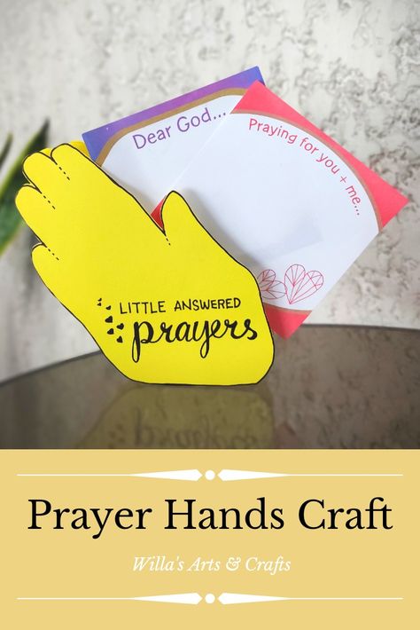 Easy tutorial on how to do a Prayer Hands Craft that clips notes, reminders etc. Praying Hands Template Free Printable, Praying Hands Craft For Kids, The Lord's Prayer Craft, Lords Prayer Crafts, Sunday School Prayer, Nursing Home Crafts, Hands Craft, Prayer Crafts, School Prayer