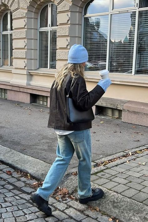 Light Blue Beanie Outfit, Blue Beanie Outfit, Beanie Outfit Women, Beanie Outfit, Blue Beanie, 2024 Style, Blue Outfit, Fall 2024, Cold Day