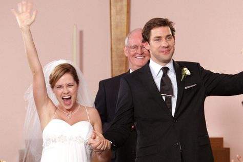 Jim And Pam Wedding, Pam And Jim, Office Cast, The Office Wedding, The Office Characters, Tv Weddings, Jim Pam, Jim And Pam, The Office Us