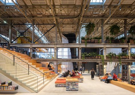 LocHal Library Mecanoo Architects, Industrial Hall, Urban Industrial Decor, Urban Living Room, Architect Building, Interior Design Pictures, Loft Office, Industrial Building, Library Architecture