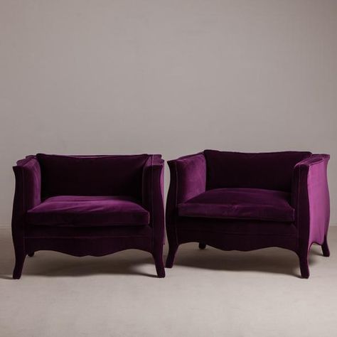 Talisman A Pair of French Style Armchairs by Talisman - Aesthetics House, Purple Chairs, Minimalist Bedroom Color, Bedroom Design Modern, Velvet Chairs, Velvet Furniture, Trendy Apartment, Apartment Bedroom, Minimalist Furniture