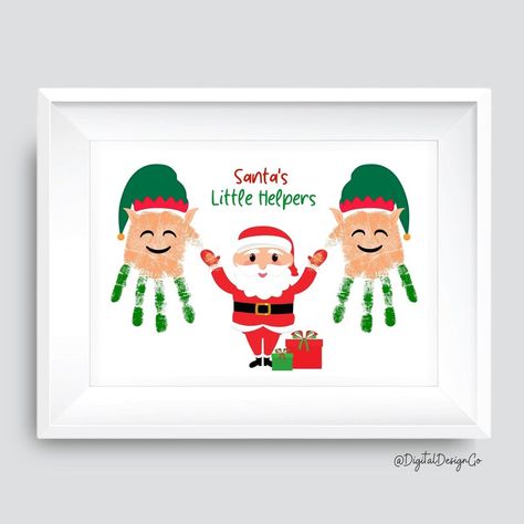 Christmas Handprint Art, Santa's Little Helpers, Christmas Elf Craft for Kids Baby Toddler, Memory Keepsake, DIY Craft, Printable Decor Elf Handprint Craft, Elf Craft For Toddlers, Elf Crafts For Toddlers, Elf Craft For Kids, Christmas Reindeer Craft, Christmas Handprint Art, Elf Craft, Santa Handprint, Christmas Handprint Crafts