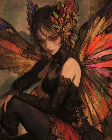 Fairy Lady #ai #midjourney #fairy #fairytale #fada #animestyle Titania Fairy Queen Art, Creepy Fairy Art, Fairy Woman Art, Dnd Fairy Art, Dark Fantasy Fairy, Dark Fairy Character Design, Faerie Illustration, Fairy Art Aesthetic, Fairy Sitting On Flower