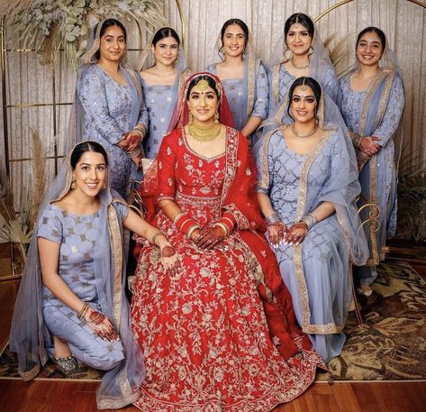 Punjabi Wedding Bridesmaids, Punjabi Bridesmaids Outfits, Punjabi Bridesmaids, Punjabi Wedding Dress, Bridesmaid Suits, Pakistani Wedding Photography, Indian Wedding Theme, Indian Bridesmaids, Punjabi Bride