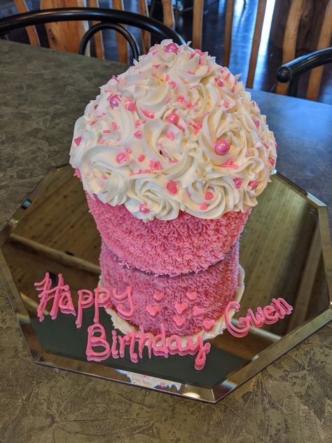 Giant pink cupcake Cupcake Cakes Birthday, Giant Cupcake Cakes, Giant Cupcake, Giant Cupcakes, Pink Cupcakes, Birthday Girl, Cupcake Cakes, Girl Birthday, Cupcake