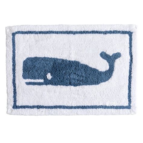 Add style and comfort to your bathroom decor with the Novelty Collection bath rugs from Market & Place. These luxuriously soft and plush 100% cotton bath rugs absorb water quickly and efficiently, keeping your feet dry and your floor protected. Choose from a variety of cute and funny tufted textured designs to complement any bathroom in your home. Blue And White Coastal Bathroom, Bathroom Decor Blue And White, New England Beach House Decor, Coastal Doormat, Ocean Kids Bathroom, Costal Granddaughter Bathroom, Bathroom Aesthetic Decor, Light Blue Bathroom Decor, Vintage Nautical Bathroom