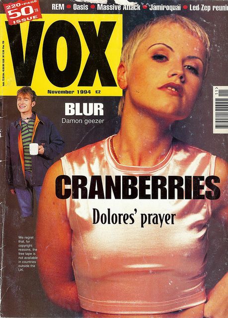 Cranberries on the cover of VOX magazine, 90s 90s Cover Magazine, 90s Editorial Magazine, 90s Rock Magazine, Vintage Rock Magazine, Indie Magazine Cover, Xy Magazine 90s, The Cranberries Poster, 90s Magazine Covers, 90s Britain