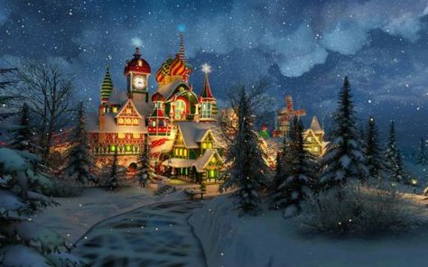 122617 Theme: Holiday Magic - Santa's Castle Magic Santa, Village Map, Santa's Village, Deer Illustration, Bg Design, Church Pictures, Pole Nord, Hd Wallpaper 4k, Snow Pictures