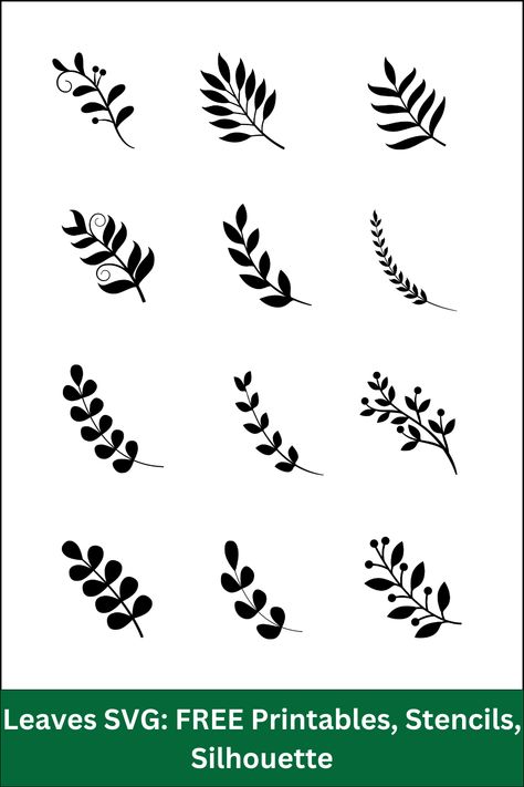 Flower Stencils Printables Free, Free Laser Cut Files, Cricut Pictures, Leaf Printables, Svg Leaves, Stencil Patterns Templates, Free Stencils Printables, Cricut Stencils, Free Wall Art