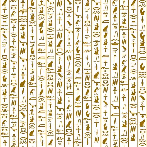 Seamless pattern with hieroglyphs vector illustration Egyptian Design Pattern, Ancient Egyptian Artwork, Egyptian Artwork, Egyptian Drawings, Egypt Hieroglyphics, Egypt Design, Egyptian Pattern, Ancient Egyptian Hieroglyphics, Egyptian Tattoo Sleeve