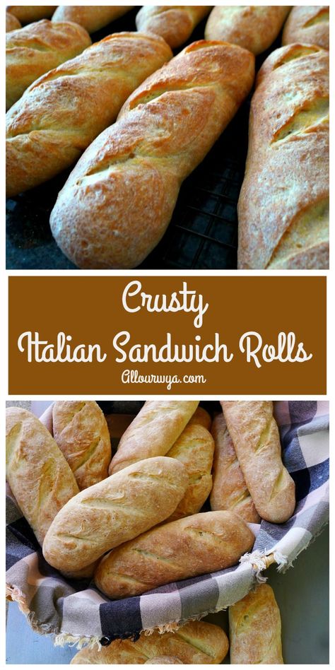 Crusty Italian Sandwich Rolls Ready for a Filling @allourway.com Italian Buns, Sandwich Roll Recipe, Breads And Rolls, Rustic Italian Bread, Making Sandwiches, Sandwich Rolls, Italian Bread Recipes, Crusty Rolls, Sub Rolls